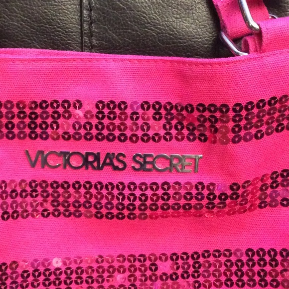 NWOT hot pink sequinned Victoria’s Secret tote - Picture 7 of 8